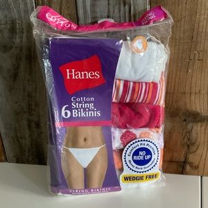 Hanes Women string bikinis size 6 medium-rare. 100% cotton women underwear.